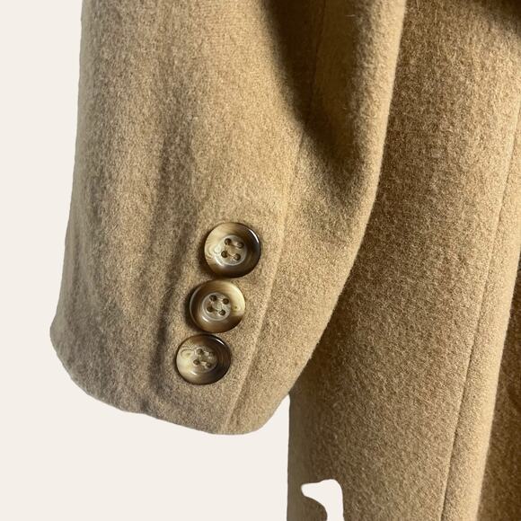 Fleurette Tan Camel Hair Double Breasted Overcoat Size Medium - Picture 11 of 14
